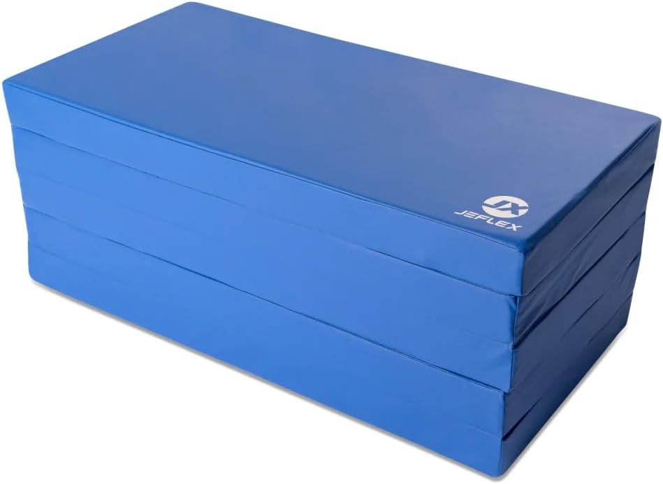 Jeflex - Matelas gymnastique pliable 250 x 100 x 8 cm fabriqué en Allemagne/Tatami judo portable/matelas pliable peu encombrant et tapis de yoga/tapis de gym enfant pour chambre d'enfant bleu