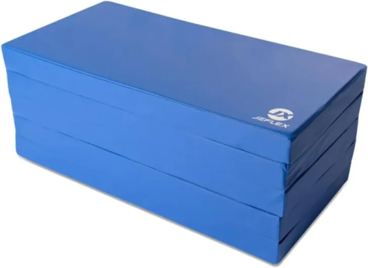 Jeflex - Matelas gymnastique pliable 250 x 100 x 8 cm fabriqué en Allemagne/Tatami judo portable/matelas pliable peu encombrant et tapis de yoga/tapis de gym enfant pour chambre d'enfant bleu