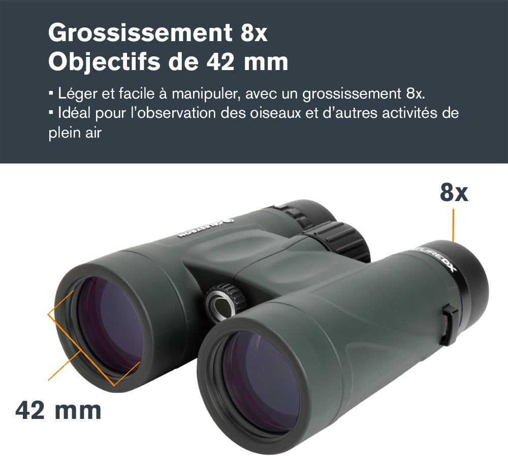 71332 Nature DX 8x42mm Binoculars with Multi-Coated Lens, BaK-4 Prism Glass and Carry Case, Green Nature DX 8x42mm BaK-4 Prism