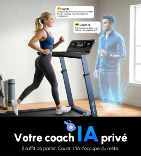 Tapis de Course Adaptatif IA – Réglage Automatique Vitesse et Inclinaison,Contrôle Intelligent Fréquence Cardiaque, Coach de Course IA en Temps Réel, Moteur 5,0HP BOS CH, Max 200KG Blue