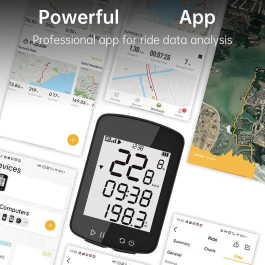 Compteur de Vélo GPS sans Fil, Écran LCD 2,2 Pouces Odomètre Ordinateur de Vélo Ant+ Étanche IPX7, Rétroéclairage Automatique, Autonomie de 25 Heures pour VTT Vélo de Route