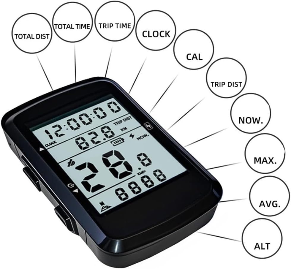 Ordinateur GPS de vélo avec écran LCD de 6,1 cm sans fil, compteur de vitesse, compteur kilométrique, rétroéclairé, batterie de 28 heures, design portable computer+base
