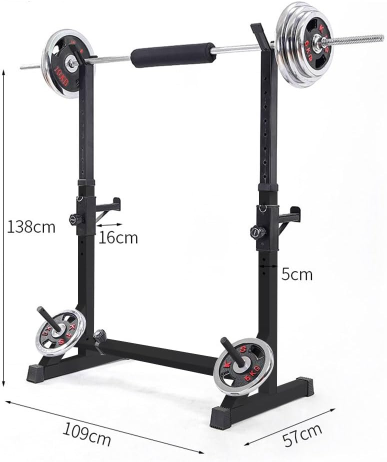 Rack Squat Réglable, Réglable en Hauteur (80-150 cm), Multifonction Haltère Rack, Repose Barre Musculation Support, Charge Max - 200 kg (Ne Pas inclure Barbell) Noir