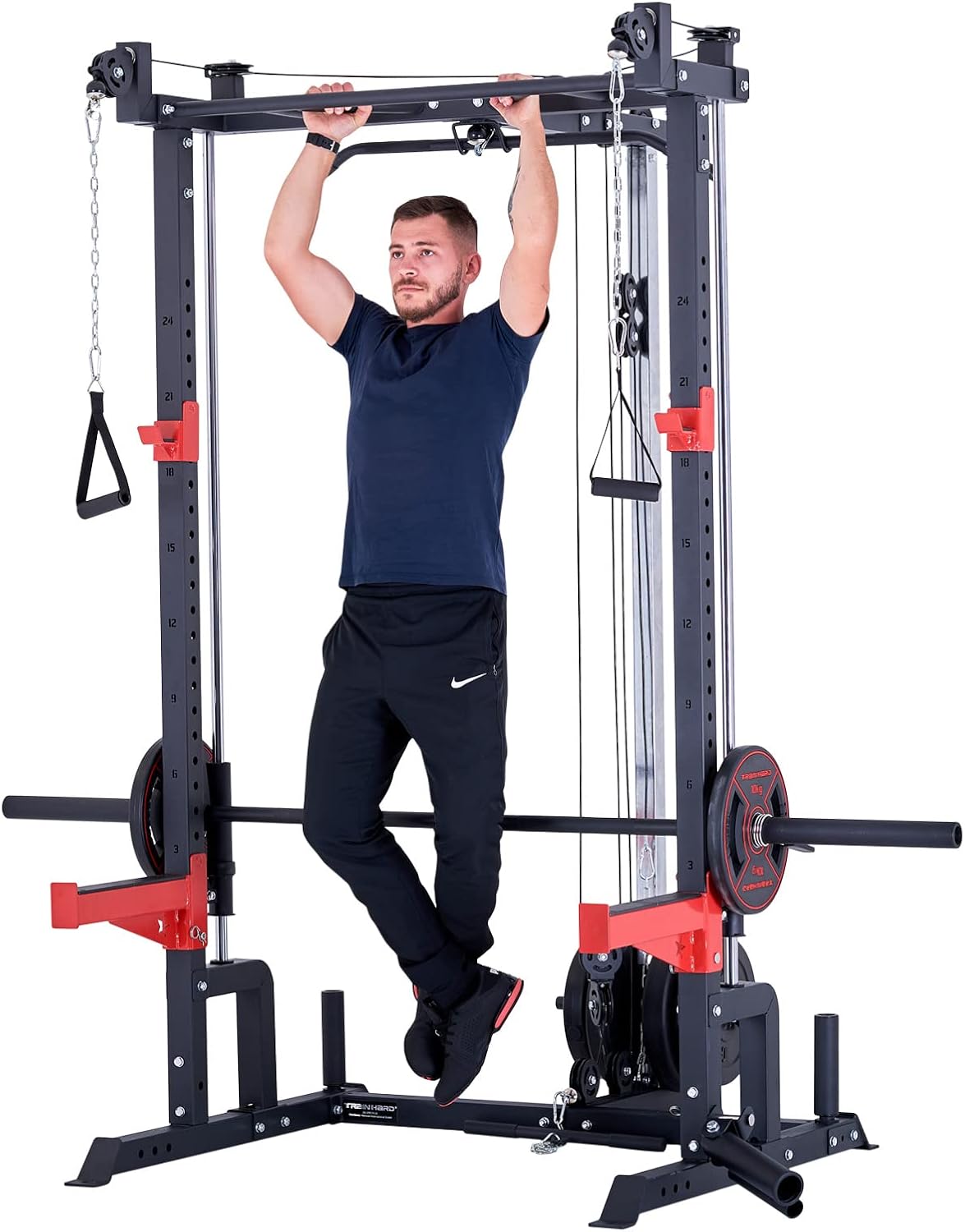 Train Hard Half Cage Support de squat Rack Power Rack Smith Machine Multipresse Rack + machine Smith, câble et traction
