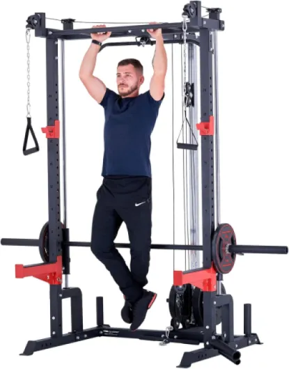 Train Hard Half Cage Support de squat Rack Power Rack Smith Machine Multipresse Rack + machine Smith, câble et traction