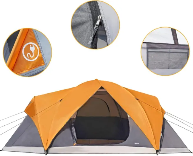 Tente de camping dôme avec auvent et sac de transport, tente 3 saisons, imperméable à l'eau, facile à installer, pour 6 personnes 8 personnes