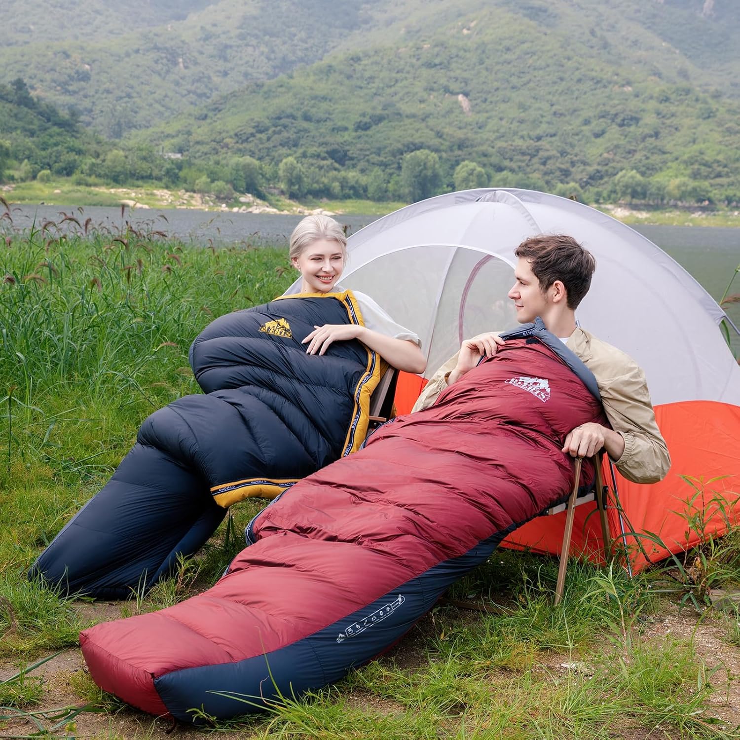 Sac de Couchage en Duvet BUERTS pour Adultes par Temps Froid - Compact et Facile à Transporter - 680 FP - Sac de Couchage de randonnée idéal pour Le Camping, la randonnée et l'alpinisme - Noir 0 ℃