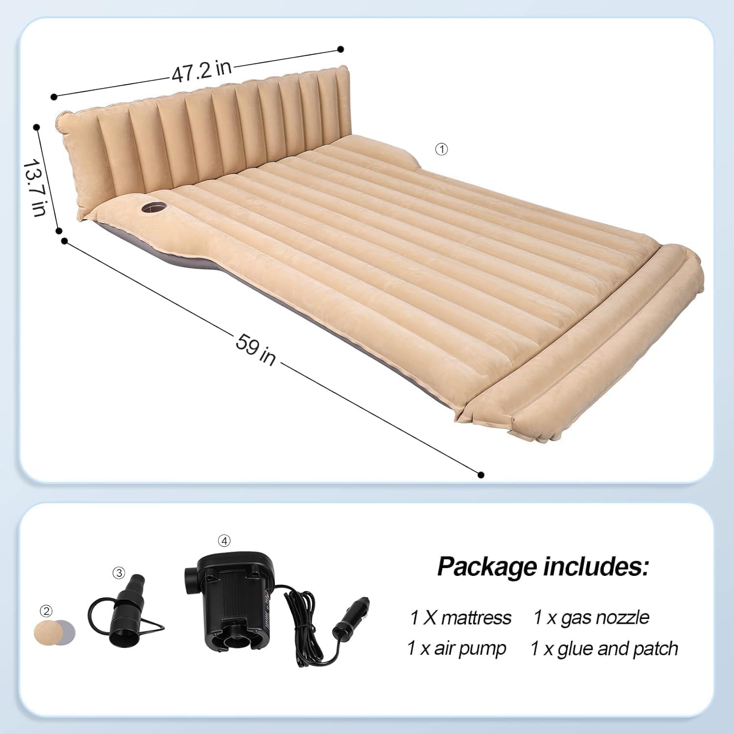 Matelas Pneumatique SUV Gonflable Lit de Camping Lit d'air pour Voiture Maison Voyage Tapis-Lit Air Couch Tapis Extérieur pour Tesla Model Y Juniper/Model 3 Highland