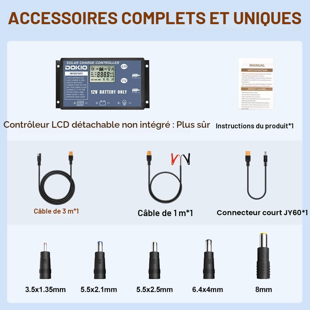 300W Kit Panneau solaire PLIABLE portable MONOcristallin avec 2 ports USB Pour Plein air