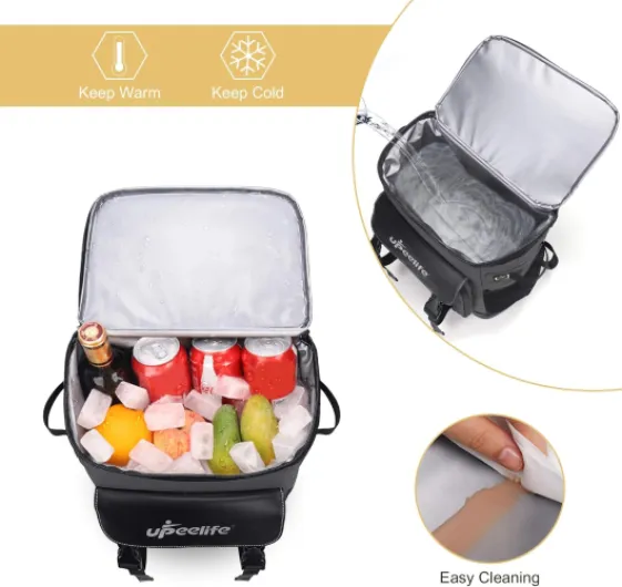 Upeelife Sac a Dos Isotherme, 30L Grand Sac Glacière Imperméable, Sac à Dos Pique Nique Étanche pour Homme & Femme Gris