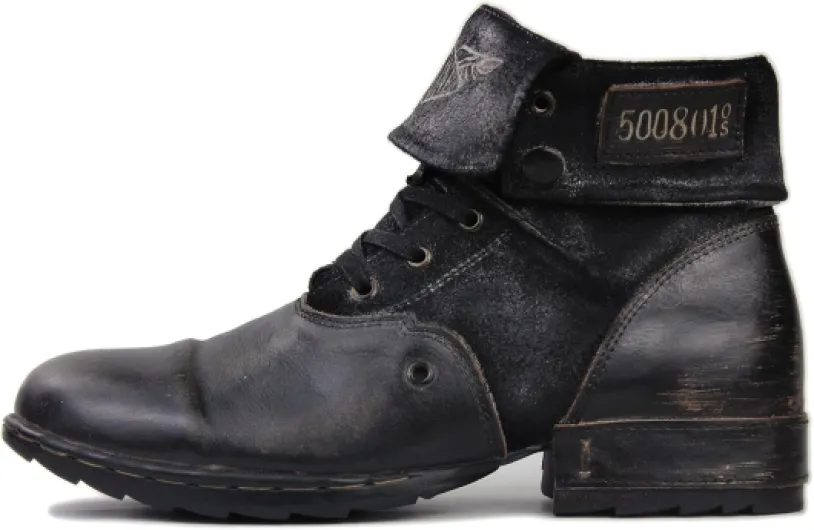 Bottes de Moto Cowboy pour hommes Mode Bottes Chukka en cuir Chaussures décontractées d'équitation OS-5008-8-Pliable-Vintage-FR-R 44 EU Pliable Vintage Noir