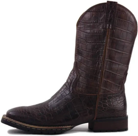 Western Bottes de Moto Cowboy pour hommes Mode Boots en cuir Chaussures décontractées d'équitation OS-5008-H10-BD-FR-R 44 EU Croc Rétro Marron