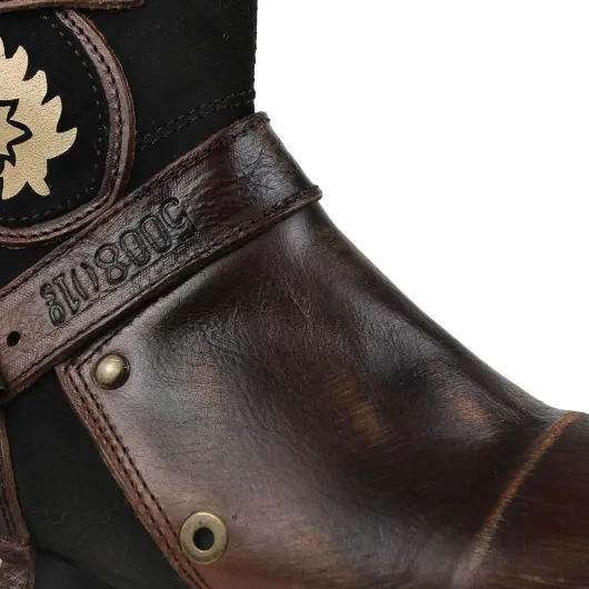 Moto Botte Hommes Bottes Retro Cowboy Chaussures d'équitation pour hommes Cheville Hiver Boot Casual OS-5008-1-BP-DE-R 44 EU Vintage Marron