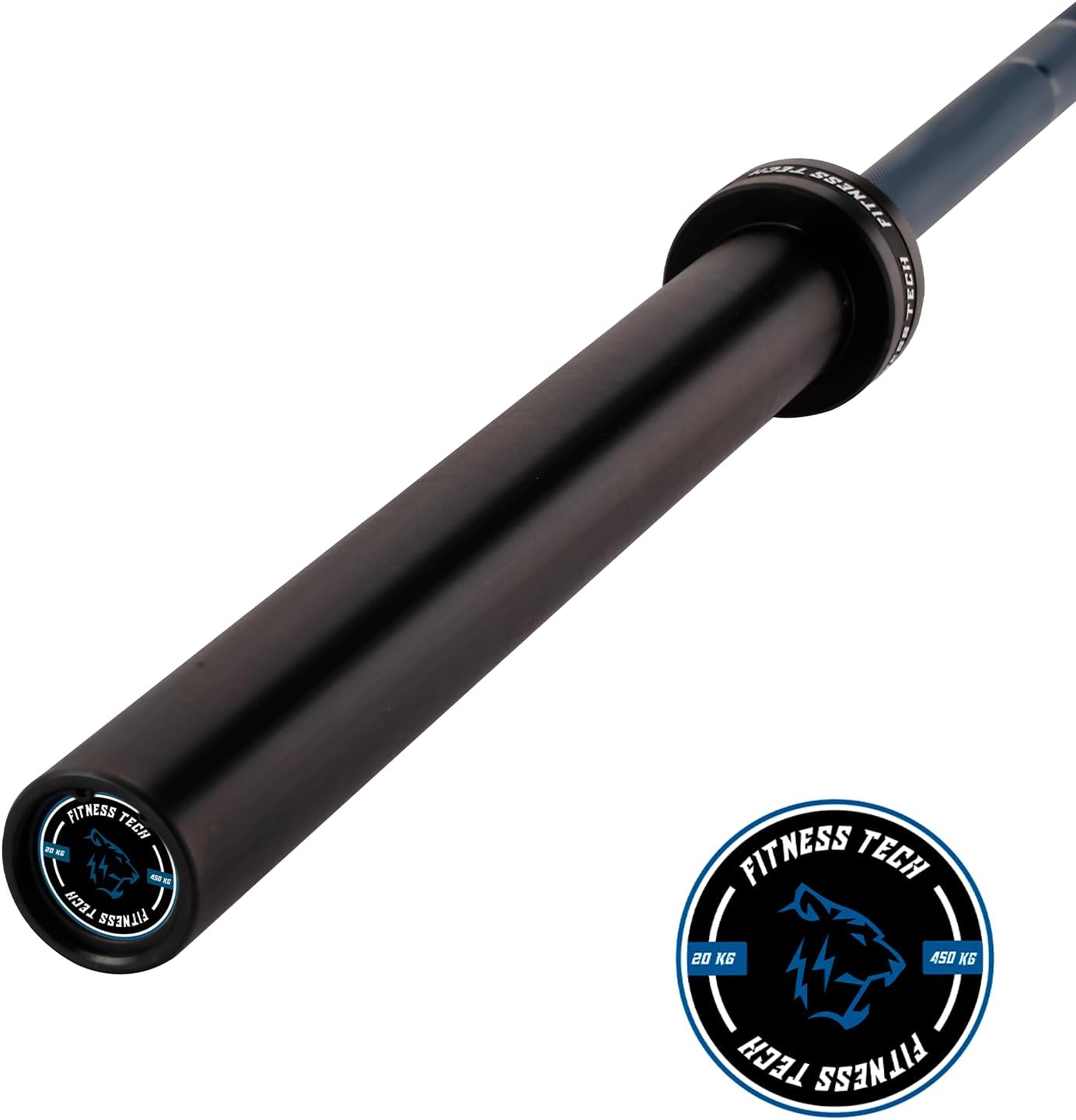 Barre olympique bleue 220 cm x 50 mm - 8 roulements - 454 kg - Acier haute résistance - haltérophilie, powerlifting et crosstraining Fitness Tech