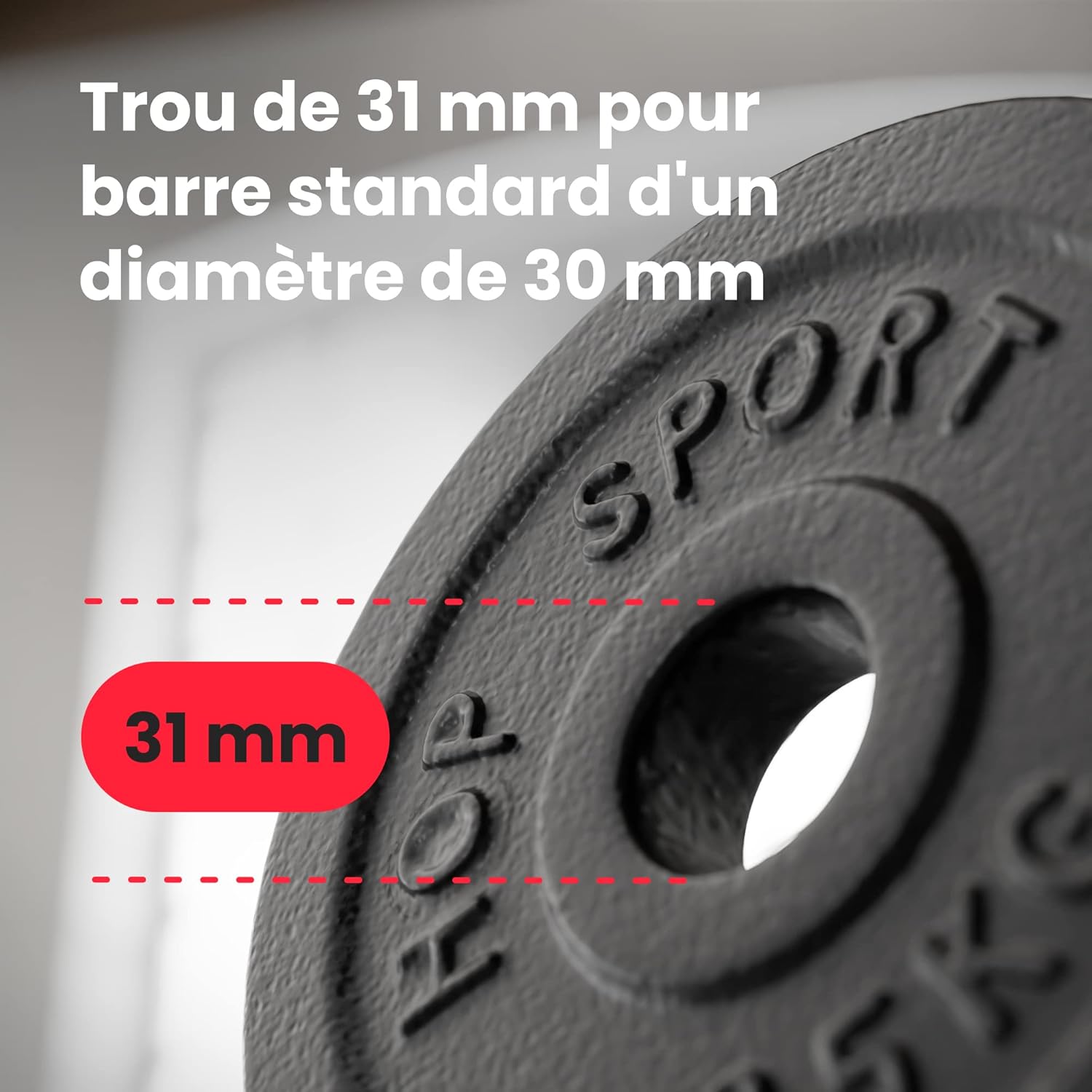 HOP-SPORT® Disques de poids en fonte 20, 30, 40 kg au choix, Ensemble de disques d'haltères, Set de plaques avec alésage 30/31 mm pour Musculation et Haltérophilie Set DE 40 kg : 4 x 5 kg, 2 x 10 kg