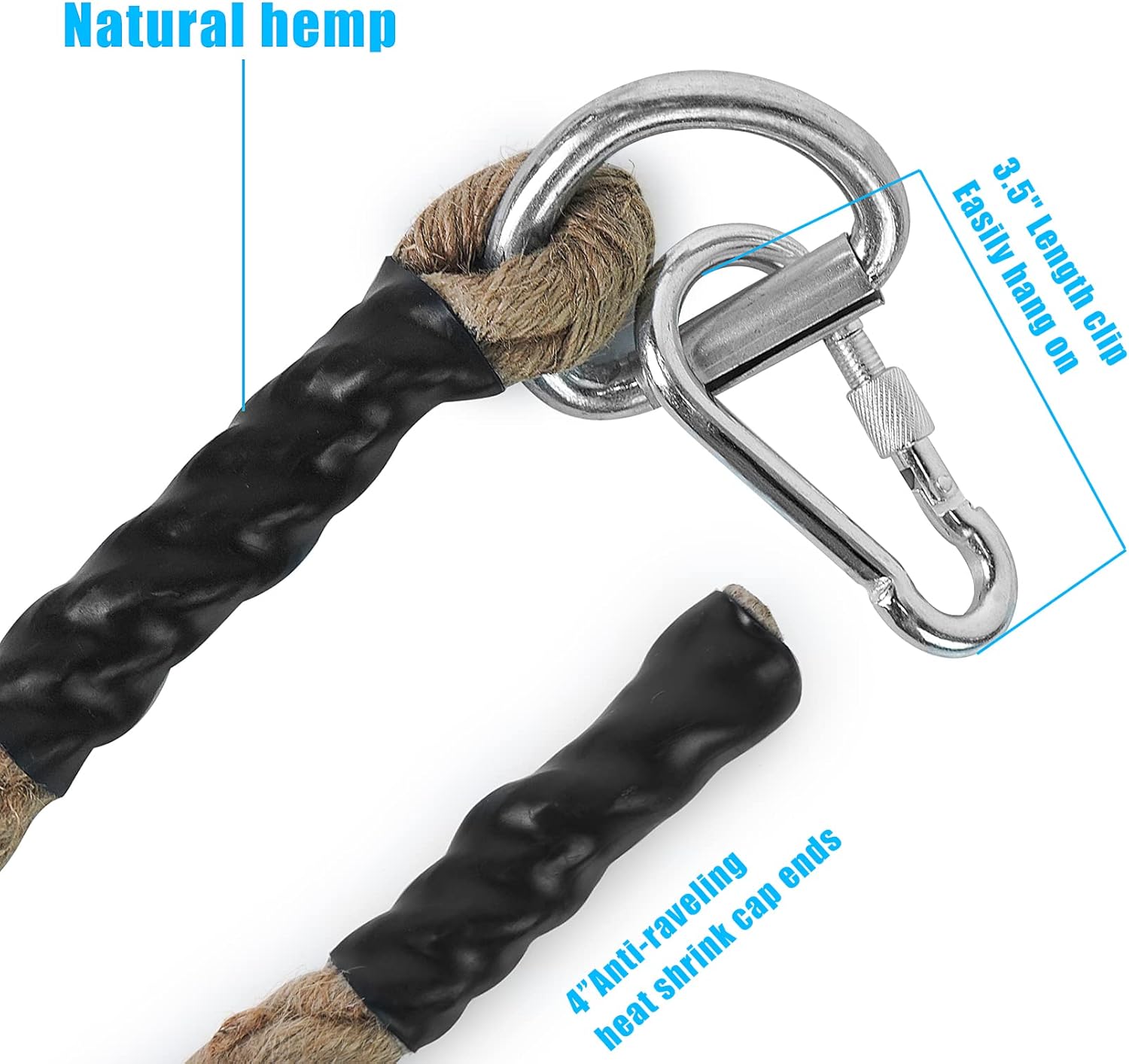 Corde à Grimper avec Mousqueton 30mm/40mm/ 50mm - Corde en Jute pour l'Entraînement Musculaire, Gymnastique Adulte 3M /4M/ 5,5M/6M/ 7,5M/9M 40mm 3M