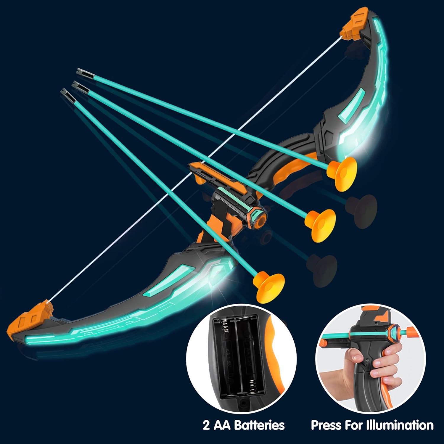 Ensemble Arc et flèche pour Enfants - Ensemble de Jouets de tir à l'arc Lumineux à LED avec flèches à Ventouse, étui Cible et flèche, Jouets d'intérieur et d'extérieur pour garçons Filles