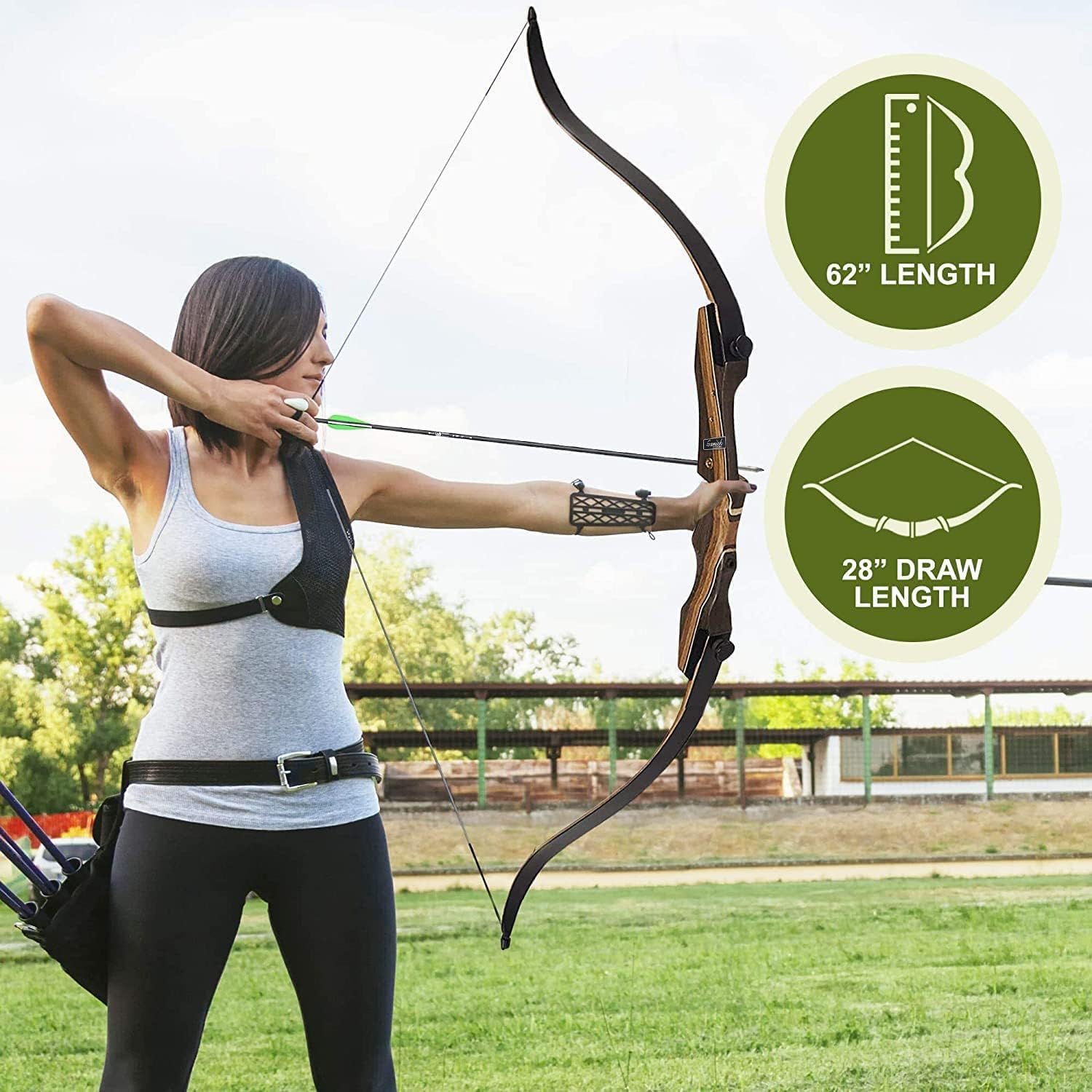 Samick Sage Arc recurve 62" Arc Classique Chasse à l'arc pour Adultes (35 LB., gaucher)