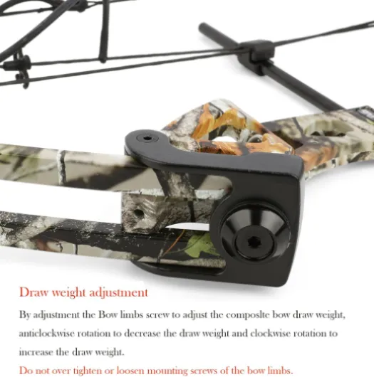 Kit d'arc à poulies 30~44lbs Ensemble d'arc et de flèches réglables pour tir à l'arc de Chasse Arc de tir à Gauche/Droite pour tir à l'arc en extérieur LH camo
