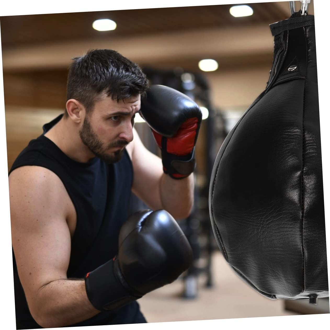 De Boxe en Forme de Poire Boxe de Remise en Forme de Boxe Fitness Sacs de Frappe Kickboxing de Boxe à Double extrémité Boxe Entrainement entraînement de Boxe Rouge 25X18CM Noir