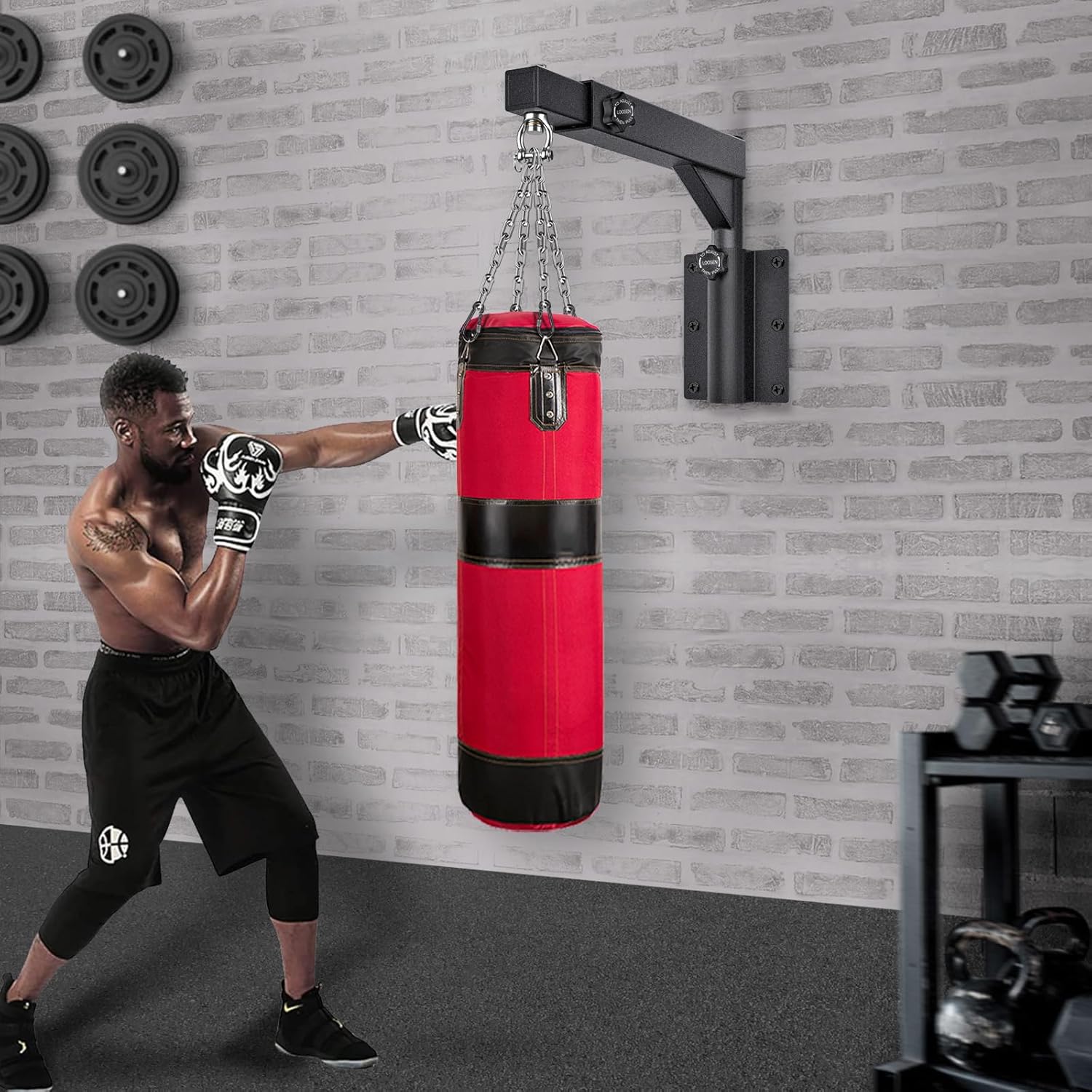 Support de Sac de Frappe, Fixation Murale Suspendu de Sac Lourd Accroche Suspension pour Exercice de Boxe MMA Mua Thai de Gym/Domicile Longueur Réglable