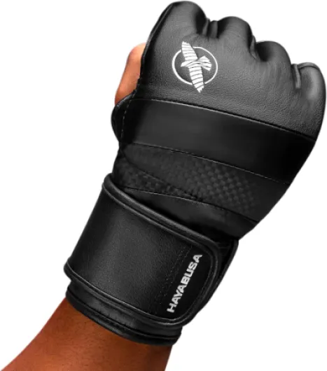 Hayabusa – Gants de boxe T3 MMA, de Kickboxing, d’entraînement, sac de frappe, 4 oz L Noir