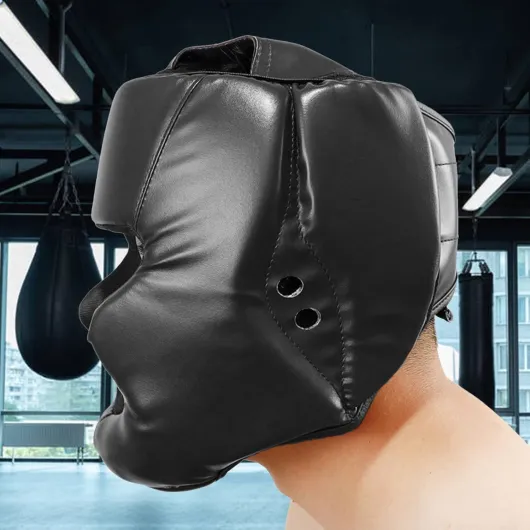 Casque Boxe Adulte MMA Entraînement, Sports de Combat, Protection Femme Homme, Integral pour Sparring, Kickboxing, Art Martiaux, Karaté, Muay Thai Noir