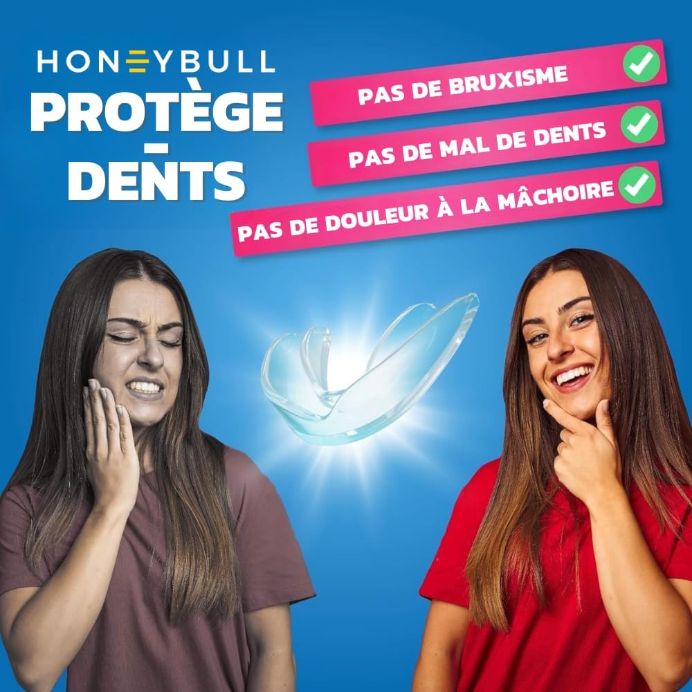 HONEYBULL Gouttiere Dentaire Bruxisme Thermoformable, Protège-Dents Anti Ronflement Gouttières Occlusale Arrêter Le Grincement Des Dents Disponible en 2 Tailles Avec Boîte de Rangement, Pack de 6 Mix 6.0