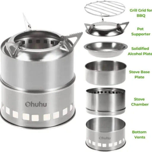 Test Ohuhu Réchaud Bois Inox : le petit poêle qui tient dans le sac à dos