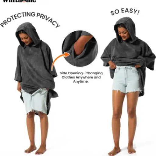 Test Winthome Poncho Absorbant Chaud : le poncho de plage pratique mais pas parfait