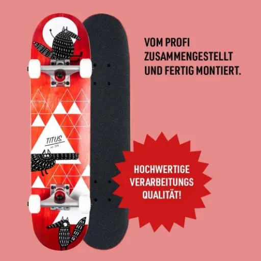 Test Titus Skateboards-Complete Wolf Micro Kids red : un vrai petit skate pour débuter avant 6 ans