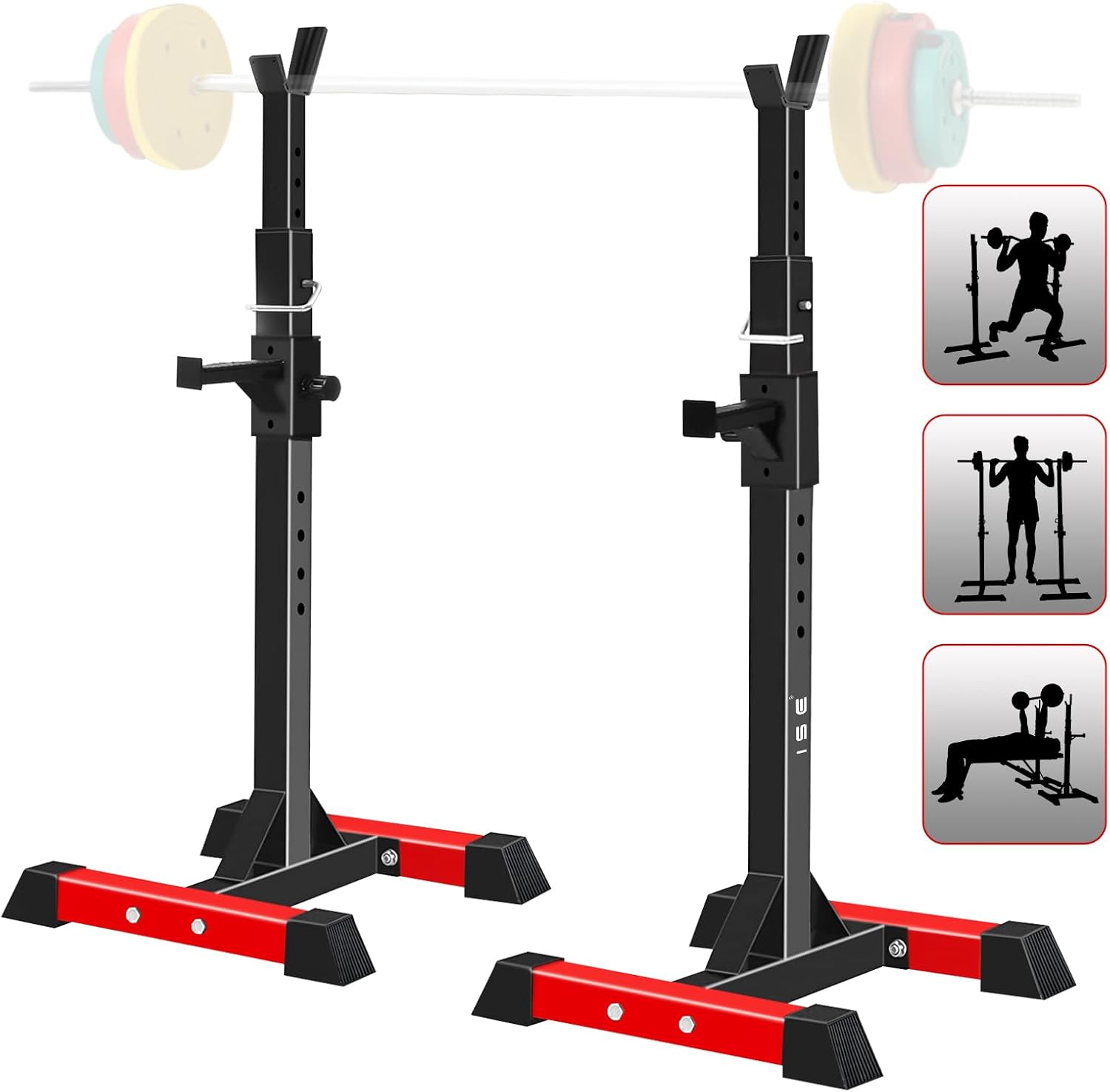 Rack Musculation Multifonction, Squat Rack Adjustable, Rack Squat, Chandelle Musculation 16 Position Hauteur Réglable, Avec Support Barre Super Stabilité, Fitness à Domicile, Capacité Elevée 200KG