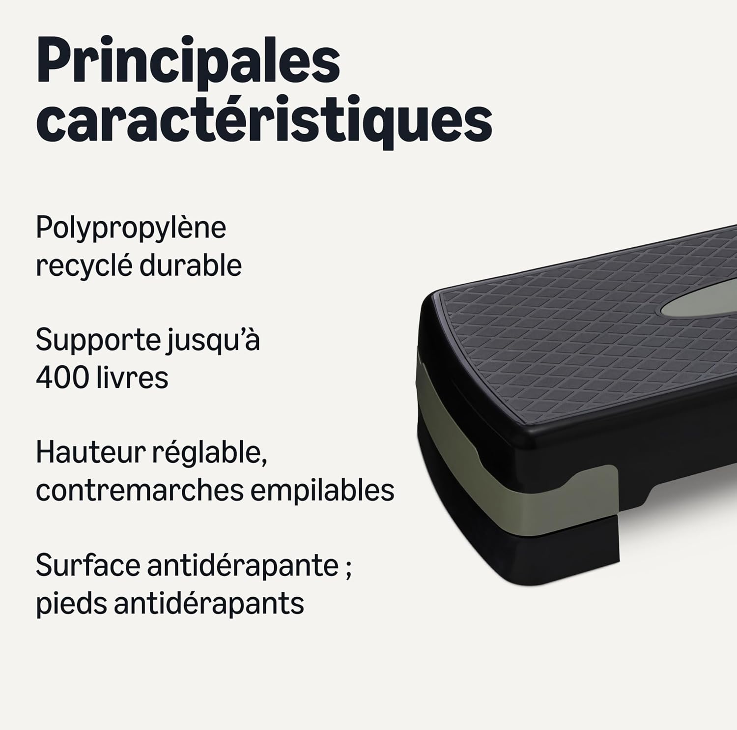 Plateforme de Step Aérobique, Stepper d'Exercice Réglable Pour la Maison, 68.58cm, Noir/Gris