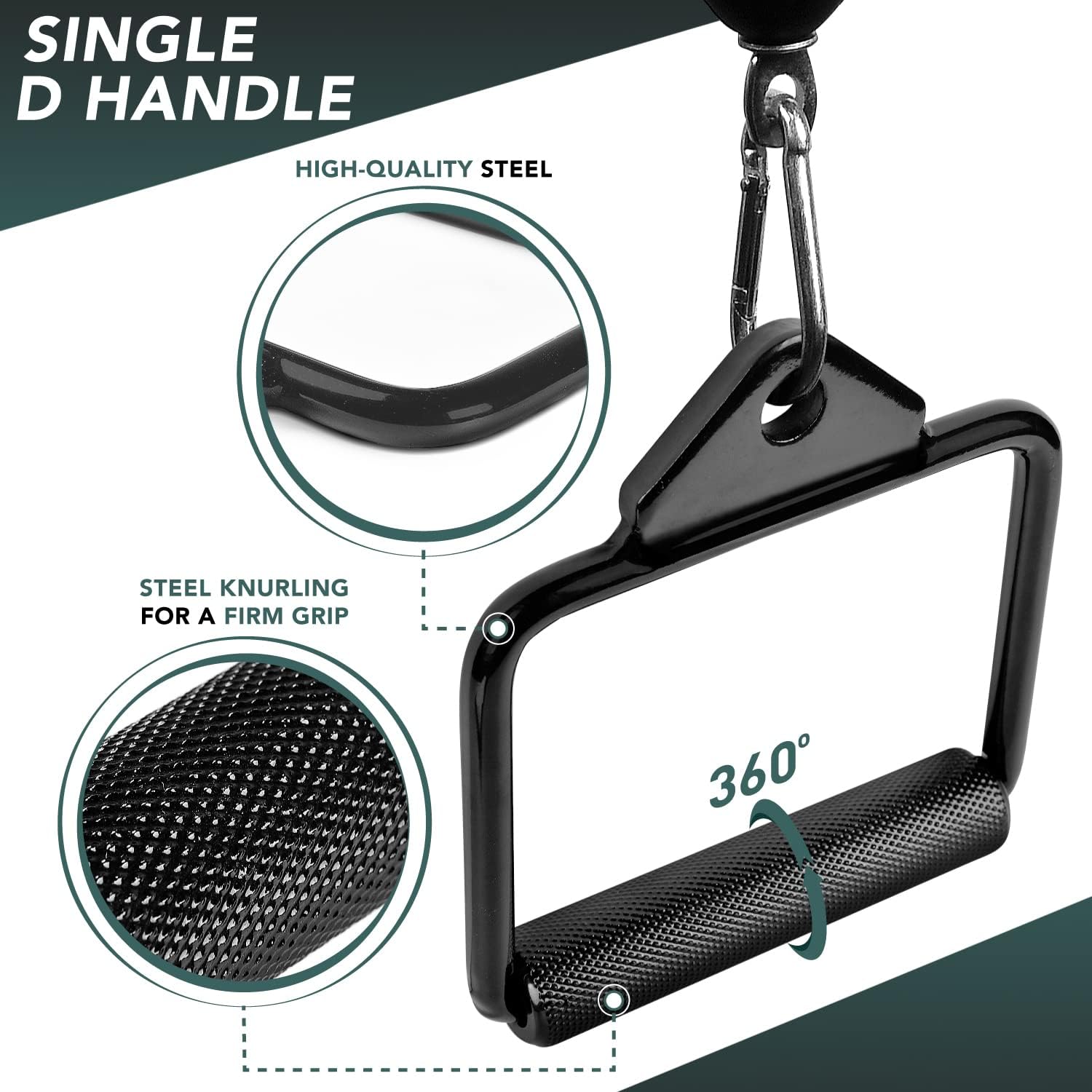 Barre Musculation, Barre Triceps, poignee tirage, Accessoires muscu, Dos Musculation, Accessoires de Sport Fitness B - Poignée en D - Noir 20x18x16"
