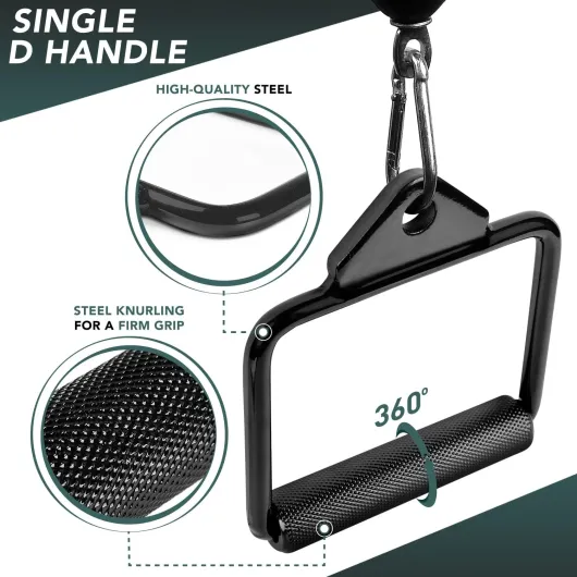 Barre Musculation, Barre Triceps, poignee tirage, Accessoires muscu, Dos Musculation, Accessoires de Sport Fitness B - Poignée en D - Noir 20x18x16"