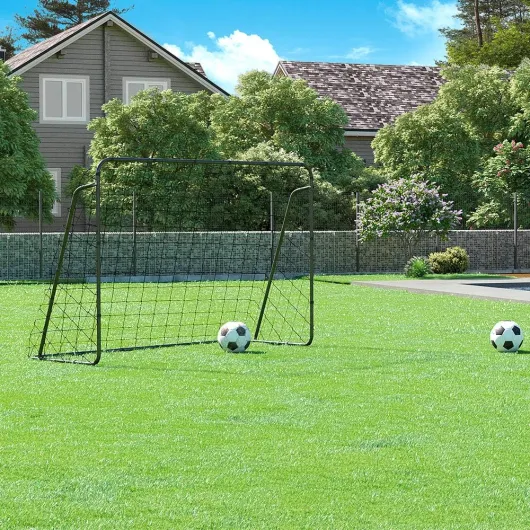 But de Football pour Enfants, Montage Rapide, Jardin, Parc, Plage, Tubes en Fer et Filet en polyéthylène 215 x 76 x 150 cm Noir