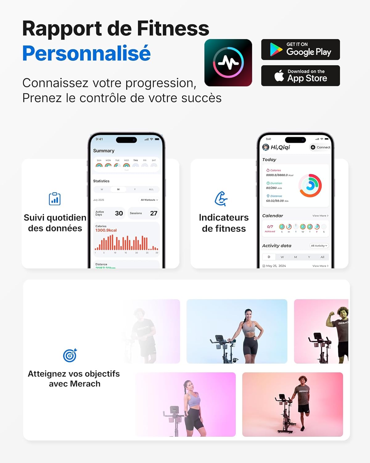 Vélo d'Appartement pour la Maison - Vélo de Fitness d'Intérieur Silencieux avec Résistance Réglable, Écran LCD, Siège Confortable, pour Entraînement Cardio, App Exclusive, Capacité Max 136KG Bleu - Magnétique