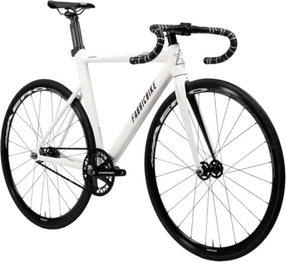 Aero - Fixed Gear Bicyclette, Single Speed Fixie Complète moyeu, Cadre en Aluminium et Fourche en Carbone, Roues 28, 5 Couleurs, 3 Dimensions, 7.95 kg (Taille M) White & Black M-54cm